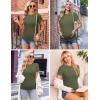 image:imageEkouaer Maternity Shirts Womens 3 Packs Short Sleeve Ribbed Pregnancy Tops Side Ruched Crew Neck Tunic Mama Clothes SXXLBlack Grey Army Green