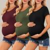 image:imageEkouaer Womens Maternity Shirts 3 Packs Side Ruched Pregnancy Tee Top Tunic Blouse Casual Mama Clothes SXXL3pcs Black  Wine Red  Army Green