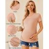 image:imageEkouaer Womens Maternity Shirts 3 Packs V Neck Tops Tunic Pregnancy Clothes Side Ruched Short Sleeve Casual T Shirt SXXLBlackArmy GreenDirty Pink