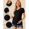 image:imageEkouaer Womens Maternity Shirts 3 Packs V Neck Tops Tunic Pregnancy Clothes Side Ruched Short Sleeve Casual T Shirt SXXLBlackDark GreyLight Grey