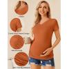 image:imageEkouaer Womens Maternity Shirts 3 Packs V Neck Tops Tunic Pregnancy Clothes Side Ruched Short Sleeve Casual T Shirt SXXLDark GreyMaroonCaramel