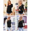 image:imageEkouaer Womens Maternity Shirts Long Sleeve 3 Packs Pregnancy Tee Top Tunic Blouse Casual Mama Clothes SXXL3pcs Black  Brown  Khaki