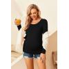 image:imageEkouaer Womens Maternity Shirts Long Sleeve 3 Packs Pregnancy Tee Top Tunic Blouse Casual Mama Clothes SXXL3pcs Black  White  Black
