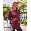 image:imageEkouaer Womens Maternity Shirts Long Sleeve Pregnancy Tops Casual Ribbed Knit Winter Pregnant BlousesA Wine Red