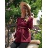 image:imageEkouaer Womens Maternity Shirts Long Sleeve Pregnancy Tops Casual Ribbed Knit Winter Pregnant BlousesA Wine Red