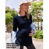 image:imageEkouaer Womens Maternity Shirts Long Sleeve Pregnancy Tops Casual Ribbed Knit Winter Pregnant BlousesNavyblue