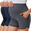 image:imageEkouaer 3 Pack Maternity Shorts Over The Belly with Pockets Summer Workout Pregnancy Shorts Stretchy Lounge PajamaBlackDark GreyNavy Blue