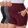 image:imageEkouaer 3 Pack Maternity Shorts Over The Belly with Pockets Summer Workout Pregnancy Shorts Stretchy Lounge PajamaBlackDark GreyWine Red