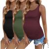 image:imageEkouaer 3 Pack Women Maternity Tank Tops Ruch Side Basic Shirts Summer Postpartum Tops Sleeveless Pregnancy Workout ClothesBlackArmy GreenDark Red