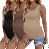 image:imageEkouaer 3 Pack Women Maternity Tank Tops Ruch Side Basic Shirts Summer Postpartum Tops Sleeveless Pregnancy Workout ClothesBlackBeigeCoffee