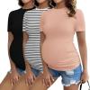 3pcs Black / Dirty Pink / White Stripe