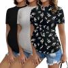 image:imageEkouaer 4 Packs Maternity Shirts Short Sleeve Crew Neck Pregnancy Tee Tops Tunic Blouse Soft Mama Clothes SXXL3pcs Black  Light Grey  Floral