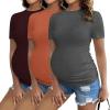 image:imageEkouaer 4 Packs Maternity Shirts Short Sleeve Crew Neck Pregnancy Tee Tops Tunic Blouse Soft Mama Clothes SXXL3pcs Burgundy Red  Caramel  Dark Grey