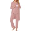 image:imageEkouaer Maternity Nursing Robe Set 3 Pieces Sleeveless Top Pregnancy Pants amp Robe Double Layer Pajamas SXXLDirty Rose