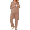 image:imageEkouaer Maternity Nursing Robe Set 3 Pieces Sleeveless Top Pregnancy Pants amp Robe Double Layer Pajamas SXXLKhaki