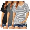 image:imageEkouaer Maternity Shirts 3 Packs Dolman Sleeve Side Ruched Tops Tunic Casual Pregnancy Clothes SXXLBlackGrayWhite