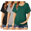image:imageEkouaer Maternity Shirts 3 Packs Dolman Sleeve Side Ruched Tops Tunic Casual Pregnancy Clothes SXXLBlackGreenGray