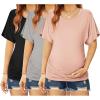 image:imageEkouaer Maternity Shirts 3 Packs Dolman Sleeve Side Ruched Tops Tunic Casual Pregnancy Clothes SXXLBlackMisty RoseLight Grey