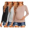 image:imageEkouaer Maternity Shirts 3 Packs Women Long Sleeve Pregnancy Tee Tops Tunic Blouse Ribbed Side Ruched Mama Clothes SXXLBlackDirty PinkGrey