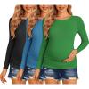 image:imageEkouaer Maternity Shirts 3 Packs Women Long Sleeve Pregnancy Tee Tops Tunic Blouse Ribbed Side Ruched Mama Clothes SXXLBlackGreenTeal