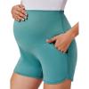image:imageEkouaer Maternity Shorts Over The Belly Pregnancy Lounge Summer Workout Pajama Sleep Shorts with PocketsGreen