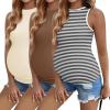 3pcs Brown/ Stripes/ Off-white