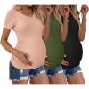 image:imageEkouaer Womens Maternity Shirts 3 Packs V Neck Tops Tunic Pregnancy Clothes Side Ruched Short Sleeve Casual T Shirt SXXLBlackArmy GreenDirty Pink