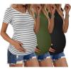 image:imageEkouaer Womens Maternity Shirts 3 Packs V Neck Tops Tunic Pregnancy Clothes Side Ruched Short Sleeve Casual T Shirt SXXLBlackWhiteArmy Green