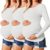 image:imageEkouaer Womens Maternity Shirts Long Sleeve 3 Packs Pregnancy Tee Top Tunic Blouse Casual Mama Clothes SXXL3pcs White  White  White