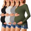 image:imageEkouaer Womens Maternity Shirts Long Sleeve 3 Packs Pregnancy Tee Top Tunic Blouse Casual Mama Clothes SXXL4pcs Black  Brown  Grey  Army Green