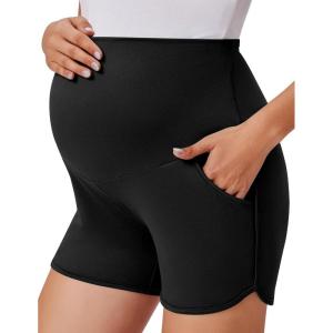 image:imageEkouaer Maternity Shorts Over The Belly Pregnancy Lounge Summer Workout Pajama Sleep Shorts with PocketsBlack