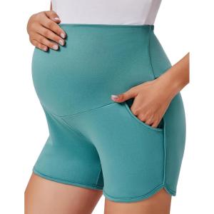 image:imageEkouaer Maternity Shorts Over The Belly Pregnancy Lounge Summer Workout Pajama Sleep Shorts with PocketsGreen