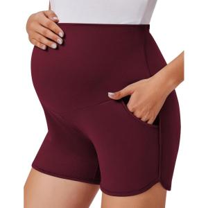 image:imageEkouaer Maternity Shorts Over The Belly Pregnancy Lounge Summer Workout Pajama Sleep Shorts with PocketsMaroon