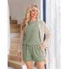 image:imageEkoauer Women 2 Piece Maternity Pajamas Set Lightweight Pregnancy Outfit Ribbed Knit Postpartum Loungewear Set with PocketLight Green
