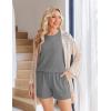 image:imageEkoauer Women 2 Piece Maternity Pajamas Set Lightweight Pregnancy Outfit Ribbed Knit Postpartum Loungewear Set with PocketLight Grey