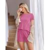 image:imageEkoauer Women 2 Piece Maternity Pajamas Set Lightweight Pregnancy Outfit Ribbed Knit Postpartum Loungewear Set with PocketRose Red