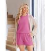 image:imageEkoauer Women 2 Piece Maternity Pajamas Set Lightweight Pregnancy Outfit Ribbed Knit Postpartum Loungewear Set with PocketRose Red