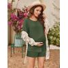 image:imageEkouaer 2 Pack Womens Nursing Pajamas Set Double Layer Maternity Pjs Postpartum Loungewear Set Breastfeeding Tops amp ShortsBlackArmy Green