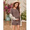 image:imageEkouaer 2 Pack Womens Nursing Pajamas Set Double Layer Maternity Pjs Postpartum Loungewear Set Breastfeeding Tops amp ShortsBlackBrown