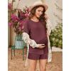 image:imageEkouaer 2 Pack Womens Nursing Pajamas Set Double Layer Maternity Pjs Postpartum Loungewear Set Breastfeeding Tops amp ShortsBlackDark Red