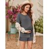 image:imageEkouaer 2 Pack Womens Nursing Pajamas Set Double Layer Maternity Pjs Postpartum Loungewear Set Breastfeeding Tops amp ShortsBlackDeep Grey