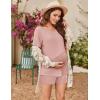 image:imageEkouaer 2 Pack Womens Nursing Pajamas Set Double Layer Maternity Pjs Postpartum Loungewear Set Breastfeeding Tops amp ShortsBlackDirty Pink