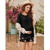image:imageEkouaer 2 Pack Womens Nursing Pajamas Set Double Layer Maternity Pjs Postpartum Loungewear Set Breastfeeding Tops amp ShortsBlackFloral Black