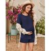 image:imageEkouaer 2 Pack Womens Nursing Pajamas Set Double Layer Maternity Pjs Postpartum Loungewear Set Breastfeeding Tops amp ShortsBlackNavy Blue