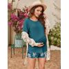 image:imageEkouaer 2 Pack Womens Nursing Pajamas Set Double Layer Maternity Pjs Postpartum Loungewear Set Breastfeeding Tops amp ShortsFloral Navy BlueFloral Teal