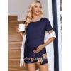image:imageEkouaer 2 Pack Womens Nursing Pajamas Set Double Layer Maternity Pjs Postpartum Loungewear Set Breastfeeding Tops amp ShortsFloral Navy BlueFloral Teal