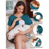 image:imageEkouaer 2 Pack Womens Nursing Pajamas Set Double Layer Maternity Pjs Postpartum Loungewear Set Breastfeeding Tops amp ShortsFloral Navy BlueFloral Teal