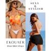 image:imageEkouaer 2 Pcs Sarong Coverups for Women Beach Wrap Skirt Chiffon Swimsuit Coverup for Swimwear SXXLBblackOrange Yellow