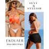 image:imageEkouaer 2 Pcs Sarong Coverups for Women Beach Wrap Skirt Chiffon Swimsuit Coverup for Swimwear SXXLBblackRed Orange