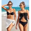 image:imageEkouaer 2 Pcs Sarong Coverups for Women Beach Wrap Skirt Chiffon Swimsuit Coverup for Swimwear SXXLBlackWhite Dot